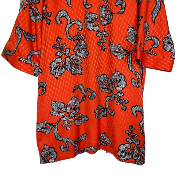 Chico’s Open Front Orange Black Graphic Print Kimono Jacket Size 1/Medium - Picture 6 of 9
